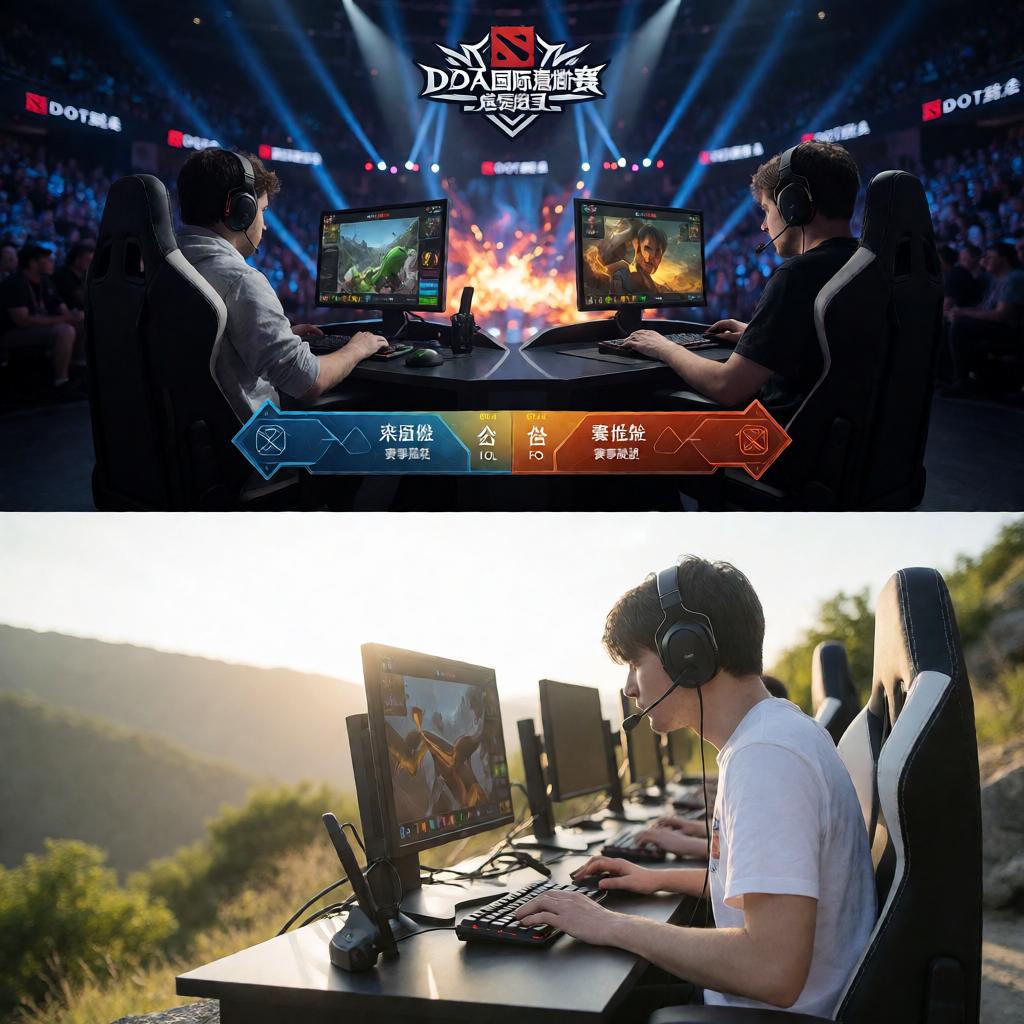 DOTA2国际邀请赛现场，选手激烈对战